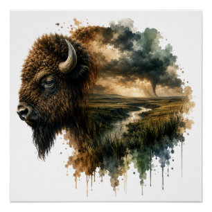 Poster Animaux Majestueux Double Exposition