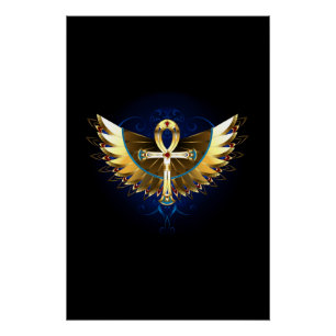 Poster Ankh or avec ailes