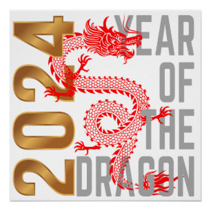 Poster Année du Dragon 2024 zodiaque chinois