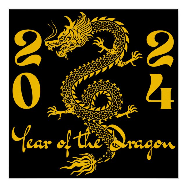 Poster Année du Dragon en or (Devant)