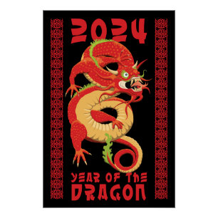 Poster Année Du Dragon - Nouvel An Chinois 2024