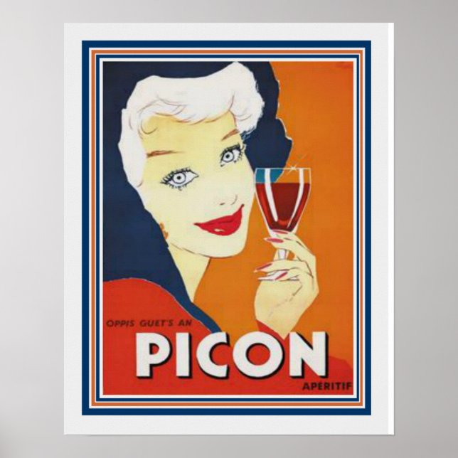 Poster Années 1930 Picon Apertif Français Ad- 16x20 (Devant)