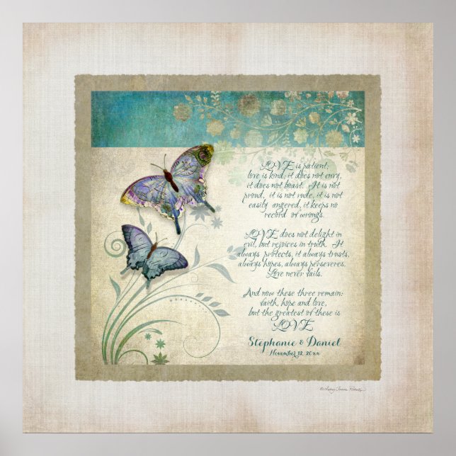 Poster Anniversaire, Amour Chapitre 1 Corinthiens 13 (Devant)