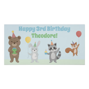 Poster Anniversaire d'animaux de fête