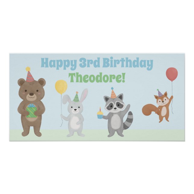 Poster Anniversaire d'animaux de fête (Devant)