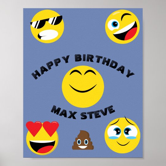 Poster Anniversaire D Emoji D Enfants Joyeux Zazzle Fr