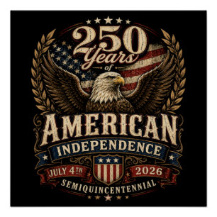 Poster Anniversaire des 250 ans d'Amérique États-Unis