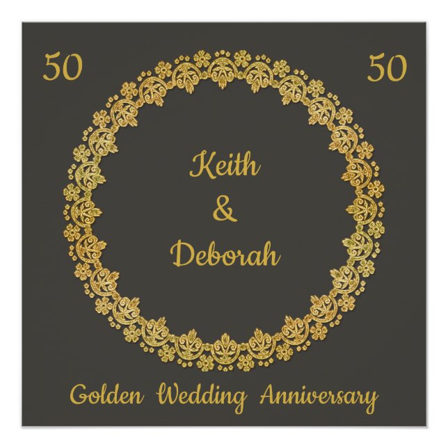Poster Anniversaire du Mariage d'or personnalisable (Devant)