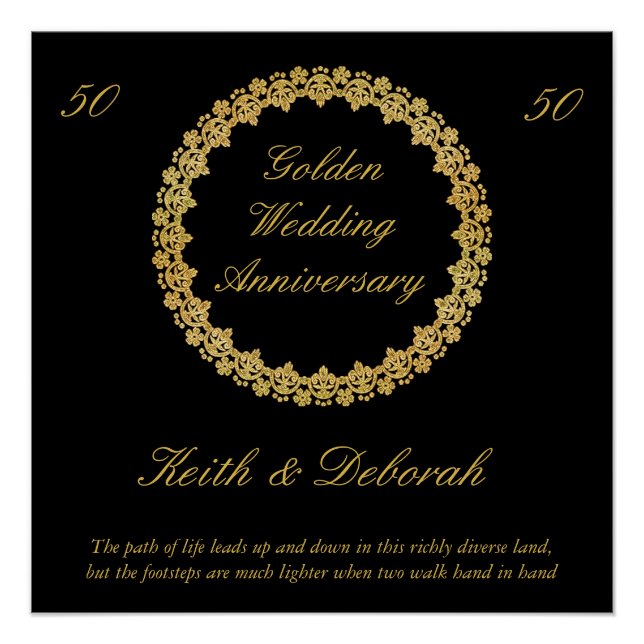 Poster Anniversaire du Mariage d'or personnalisable (Devant)