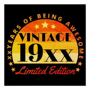 Poster Anniversaire édition limitée vintage personnalisé