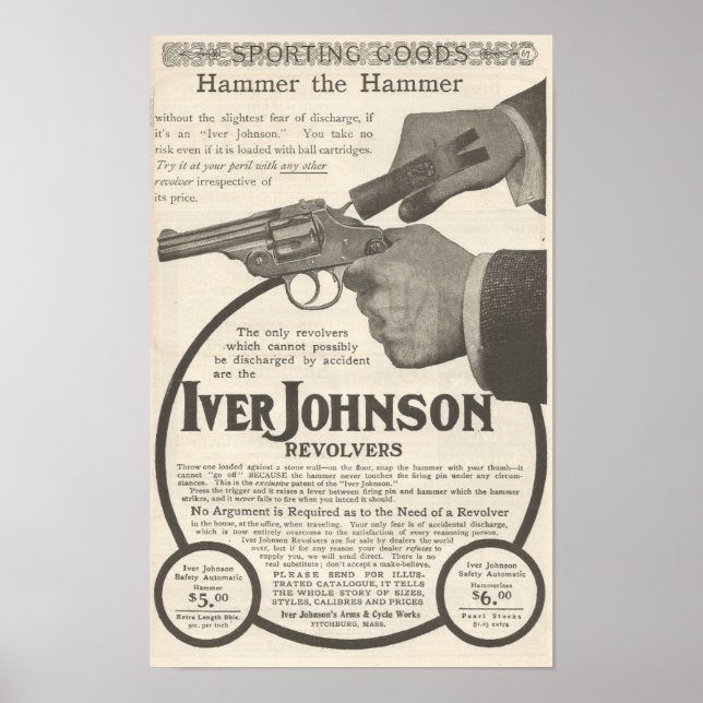 Poster Annonce de 1904 pour révolver Iver Johnson (Devant)