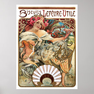 Poster Annonce de cookies Art nouveau par Alphonse Mucha