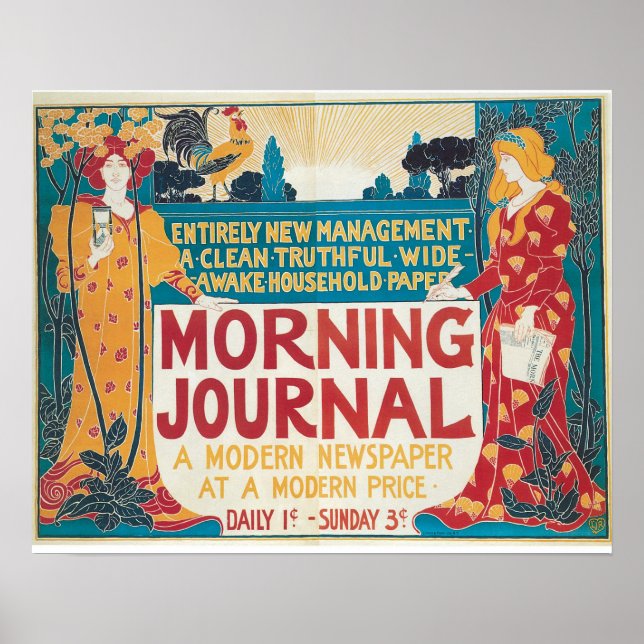 Poster Annonce de journal vintage Art Nouveau (Devant)