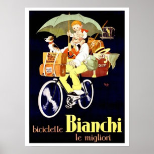 Poster Annonce vintage de vélos Bianchi en Italie