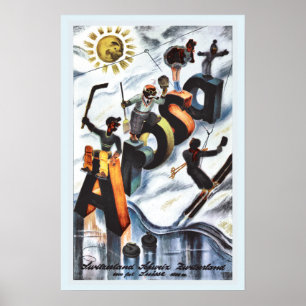 Poster Annonce vintage de voyage de la Suisse de sports