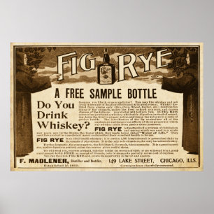 Poster Annonce vintage de Whiskey Rye Fig de 1899