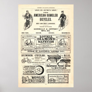 Poster Annonces vintages à vélo à partir de 1892