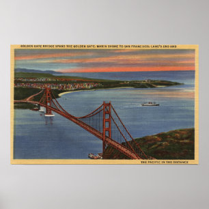 Poster Antenne de golden gate bridge et de région de baie