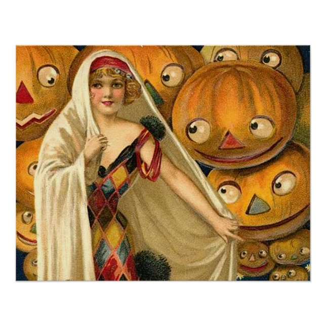 Poster Antique Halloween Jack-o'-lantern Costume Femme (Devant)