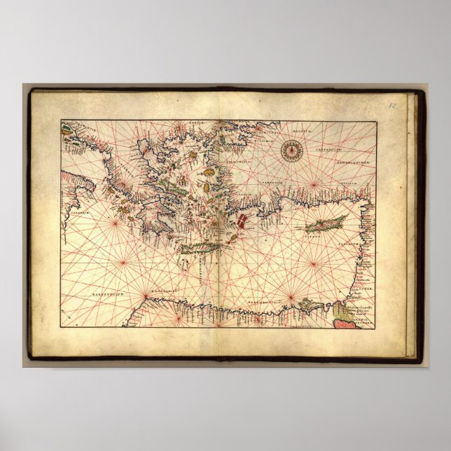 Poster Antique Map of the Eastern Mediterranean Sea (Devant)