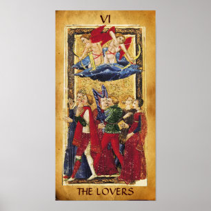 POSTER ANTIQUE RENAISSANCE TAROTS 6 / LES LOVERS