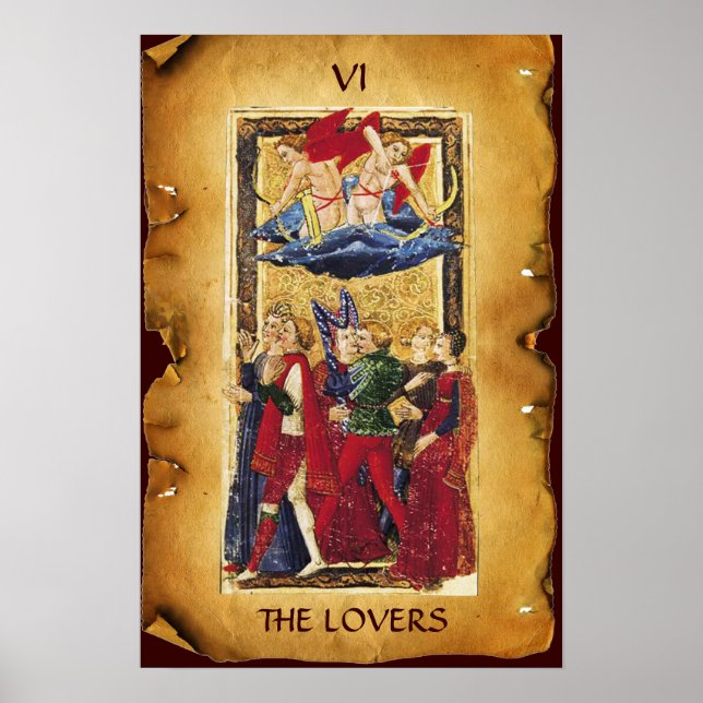 POSTER ANTIQUE RENAISSANCE TAROTS 6 / LES LOVERS (Devant)