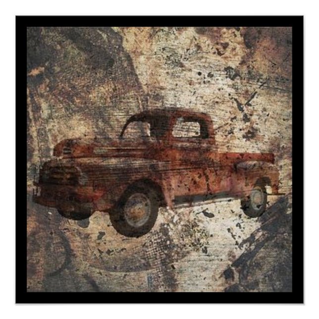 Poster Antique Rustique vieux camion (Devant)
