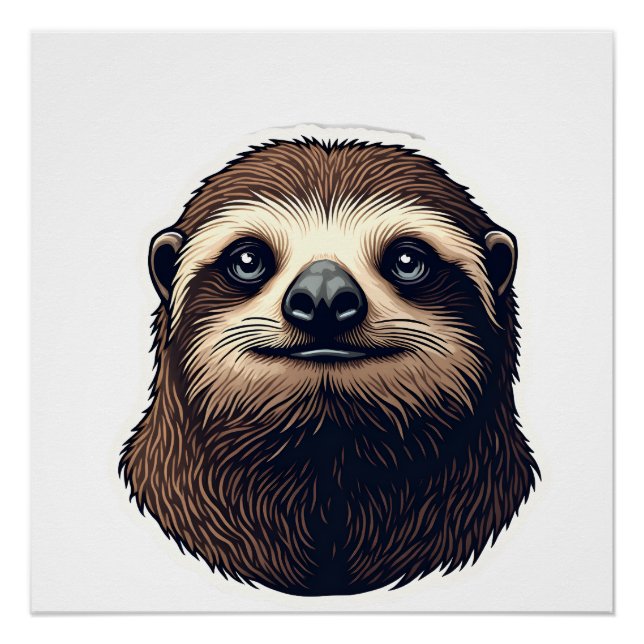 Poster Antique Sloth Illustration Vintage Tee (2) (Devant)