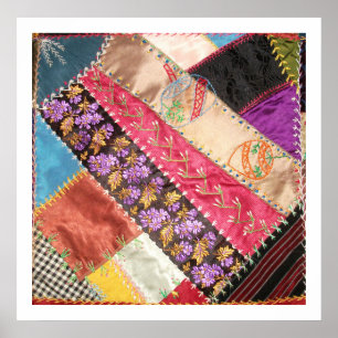 Poster Antique Victorian Crazy Quilt Carré
