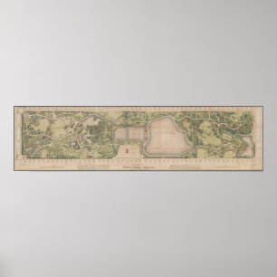 Poster Antique Vintage Map of Central Park 1873
