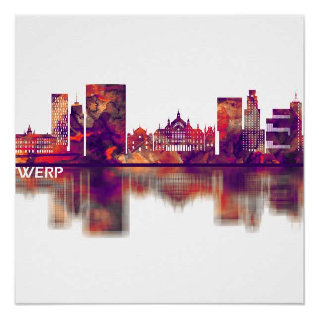 Poster Antwerp Skyline (Devant)
