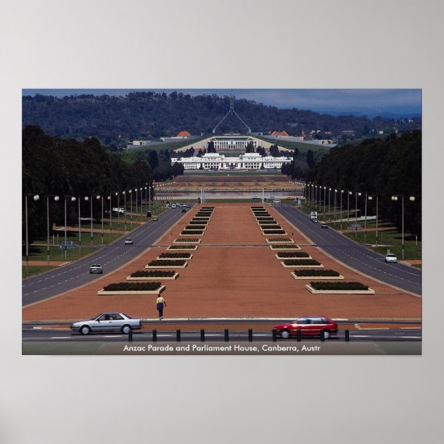 Poster Anzac Parade et Parlement House, Canberra, Thomas (Devant)