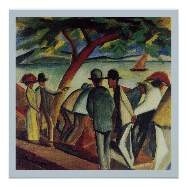 Poster Août vintage Marcheurs Macke Au Lac (Devant)