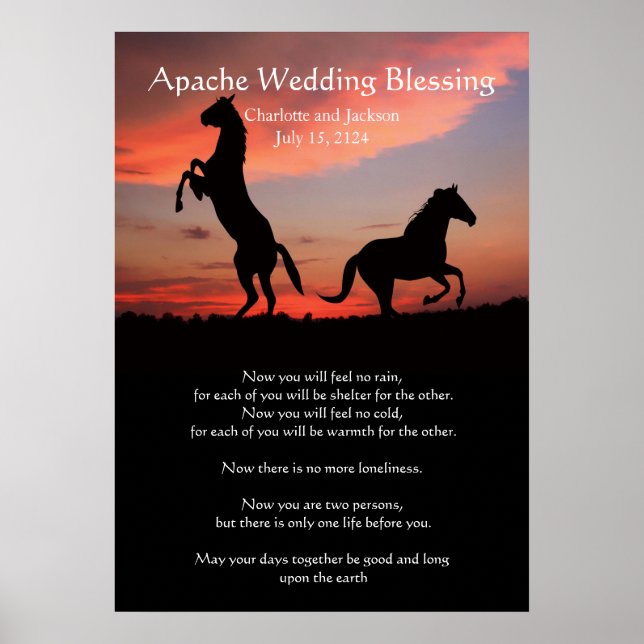 Poster Apache Mariage Bénédiction des chevaux arabes silh (Devant)