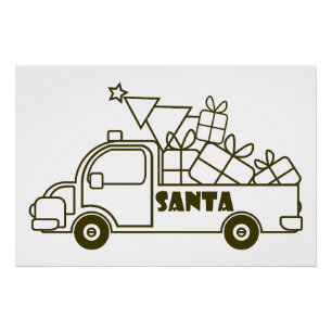Poster Aperçu camion de Noël Père Noël vue côté voiture