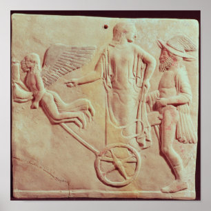 Poster Aphrodite et Hermes montant sur un char