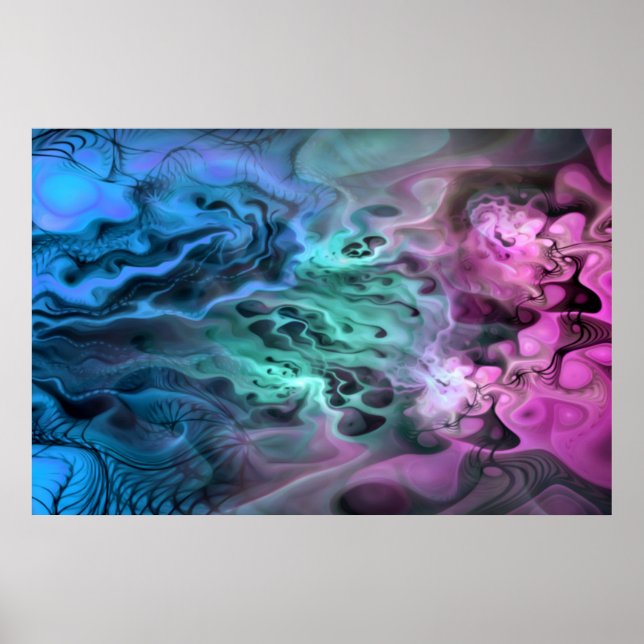 Poster Apophyse Fractal Art II - vert rose bleu (Devant)