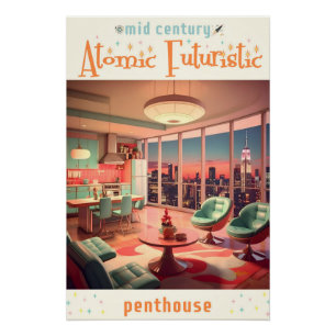 Poster Appartement penthouse futuriste atomique