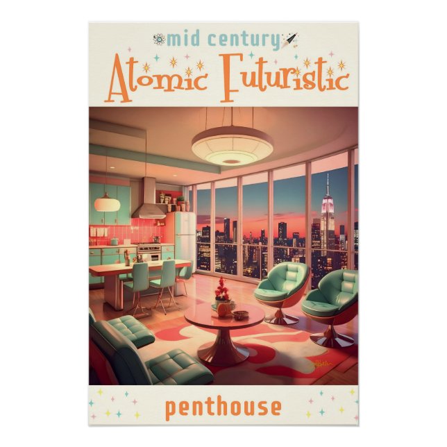 Poster Appartement penthouse futuriste atomique (Devant)