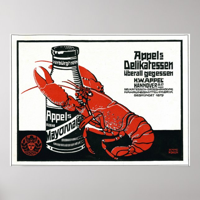 Poster Appel vintage Mayonnaise Publicité Homard (Devant)
