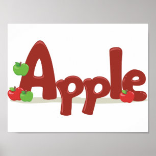 Poster Apple Word Art avec des pommes rouges et vertes