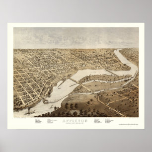 Poster Appleton, WI Panoramic Map - 1867