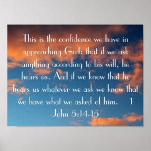 Poster Approches de Dieu verset de la Bible 1 Jean 5:14-1
