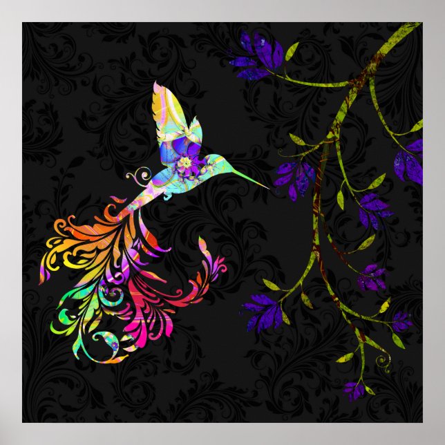 Poster Après-midi psychédélique, empreinte de colibri (Devant)