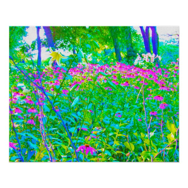Poster Aqua Blue Impressionistic Garden Paysage (Devant)