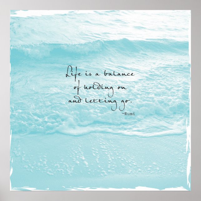 POSTER AQUA OCEAN PHOTO WITH RUMI QUOTE (Devant)