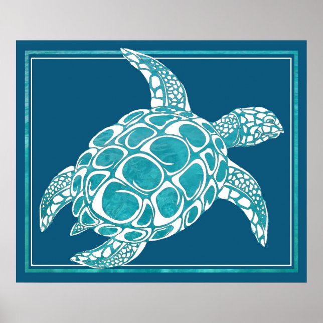 Poster Aqua Sea Turtle (Devant)