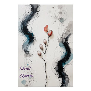 Poster Aquarelle abstraite minimaliste avec branche et en