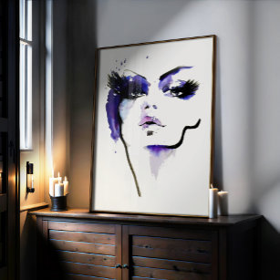 Poster Aquarelle Abstraite violet femme maquillage marque