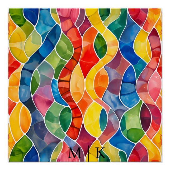 Poster Aquarelle Arc-en-ciel en verre (Devant)